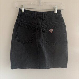 Vintage 80s Black Denim Skirt Guess by Georges Marciano